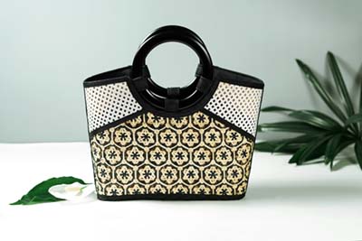 Black and Straw Tote
